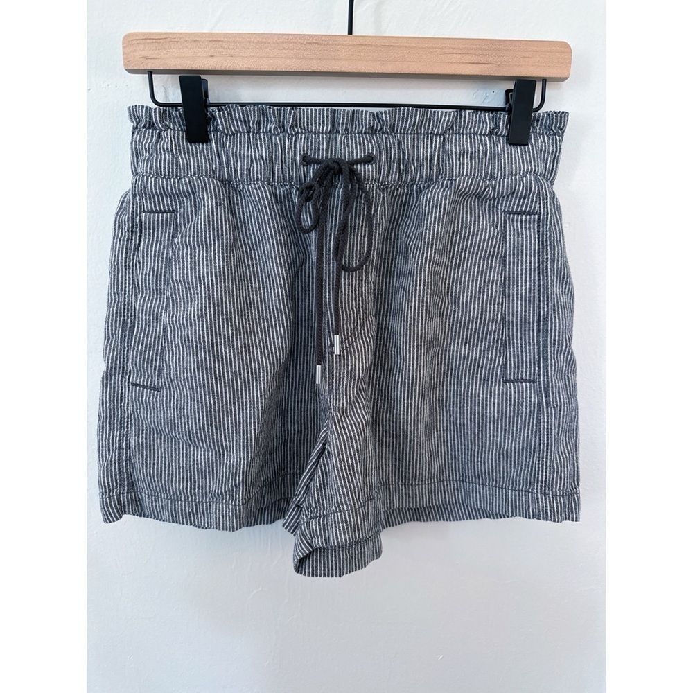 Ann Taylor Loft Shorts Drawstring Stripped Slash Pocket Gray Tone Size Small